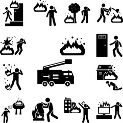 Fire engine icon in a collection with other items