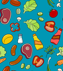 Bbq Seamless Pattern,  Vector illustration, Farmers market