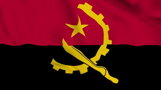 realistic Republic of Angola  waving flag. smooth 4k video seemless loop 