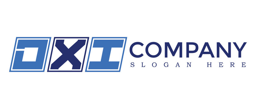 DXI three Letter Rounded rectangle boxes shape element symbol digital initial technology Media business  logo design, Vector Template