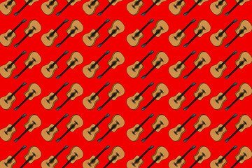 pattern design with guitar illustration theme