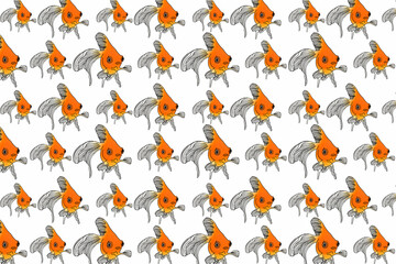 pattern design with goldfish illustration theme