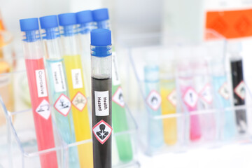 health hazard chemical and symbol in test tube