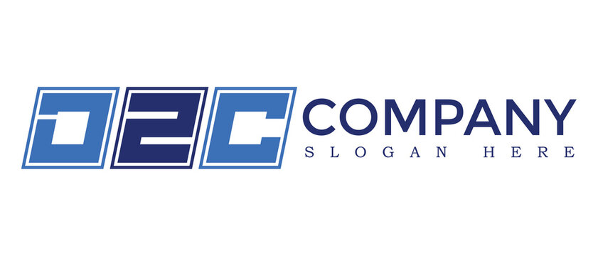 DZC three Letter Rounded rectangle boxes shape element symbol digital initial technology Media business  logo design, Vector Template