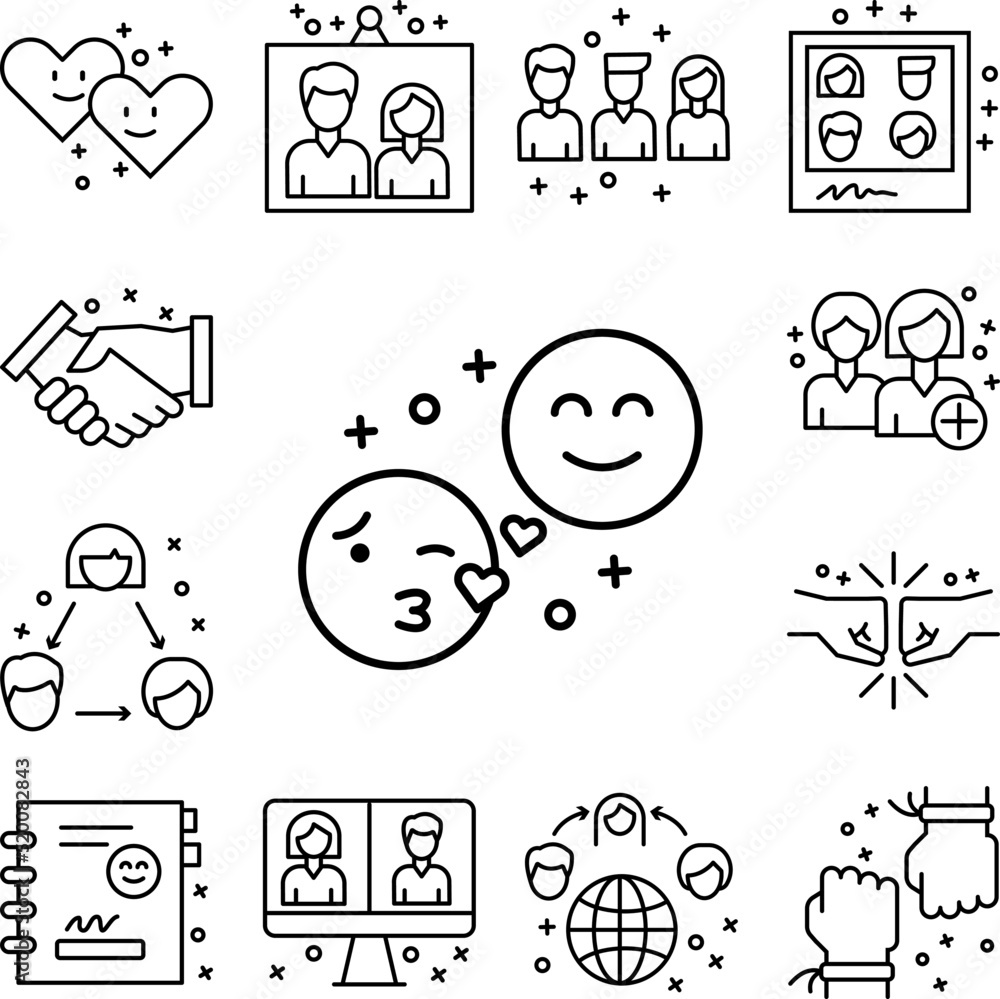 Poster emot icon in a collection with other items
