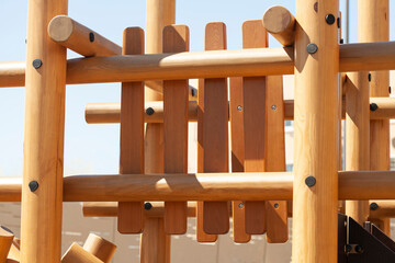 wooden structures on the playground