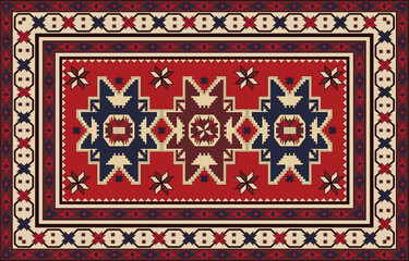 Fototapeta premium Carpet pattern. Seamless geometry. Western handmade saddle blanket rug pattern, Aztec,