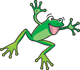 Funny jumping frog. Kids vector illustration