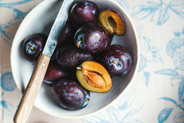 plums on a plate