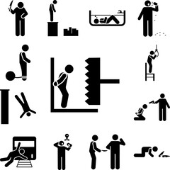 Torture man dead fear icon in a collection with other items