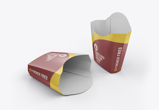 Empty French Fries Packaging Mockup