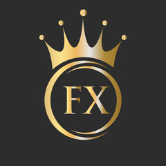 Letter FX Crown Logo. Royal Crown Logo for Spa, Yoga, Beauty, Fashion, Star, Elegant, Luxury Sign