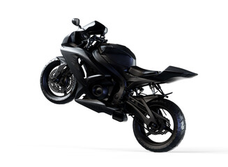 Black urban sport two-seater motorcycle on a white background. 3d illustration. — Photo