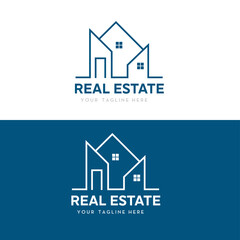 real estate logo design line art style