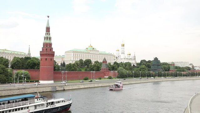 Moscow Russia view of the Kremlin from the Bolshoy Kamenny Bridge July 28, 2022