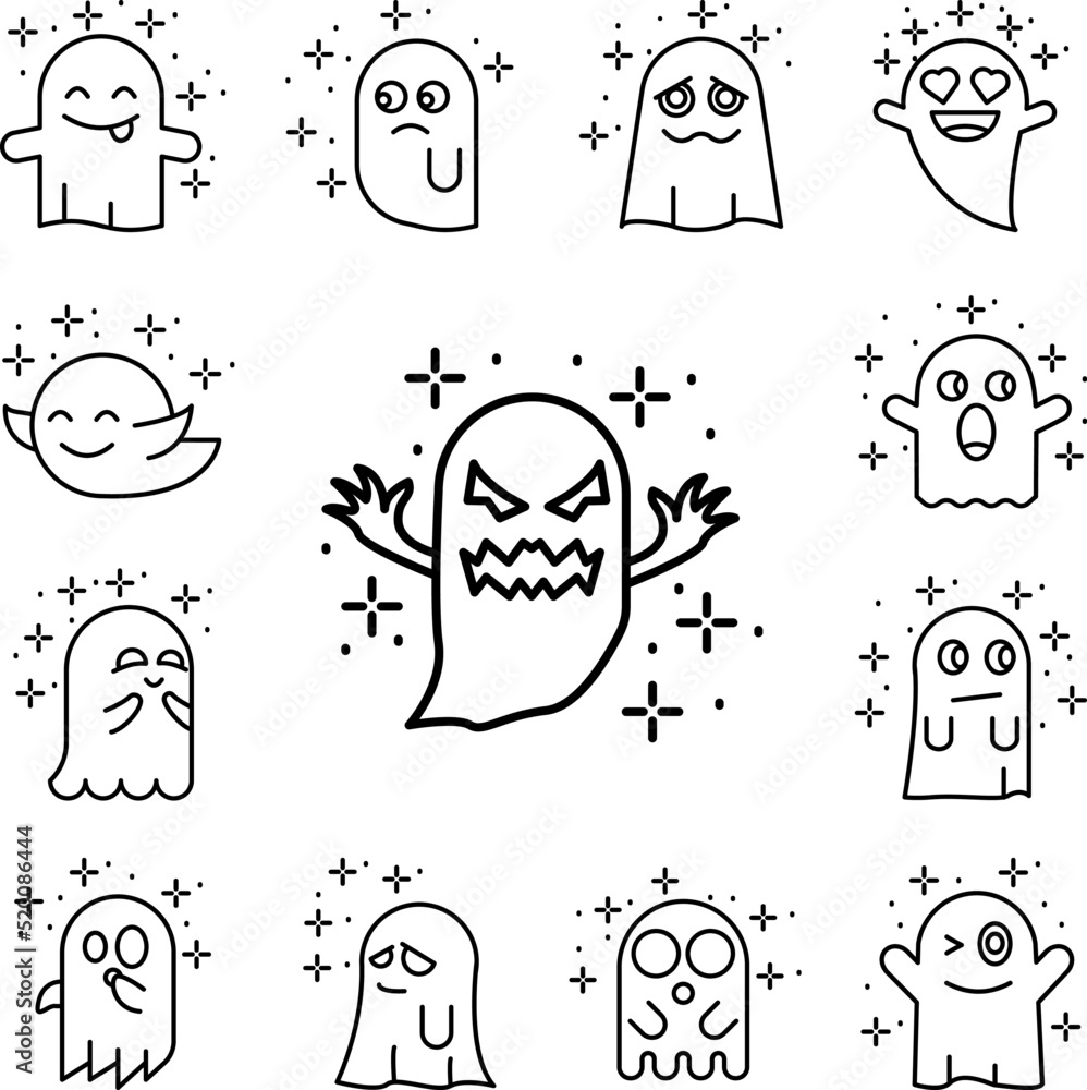 Poster ghost angry icon in a collection with other items