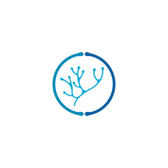 nerve cell logo or neuron logo with vector template