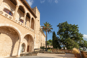 Palma de Mallorca, Spain. The Palau Reial de l'Almudaina (Royal Palace of La Almudaina), an alcazar and one of the official residences of the Spanish royal family