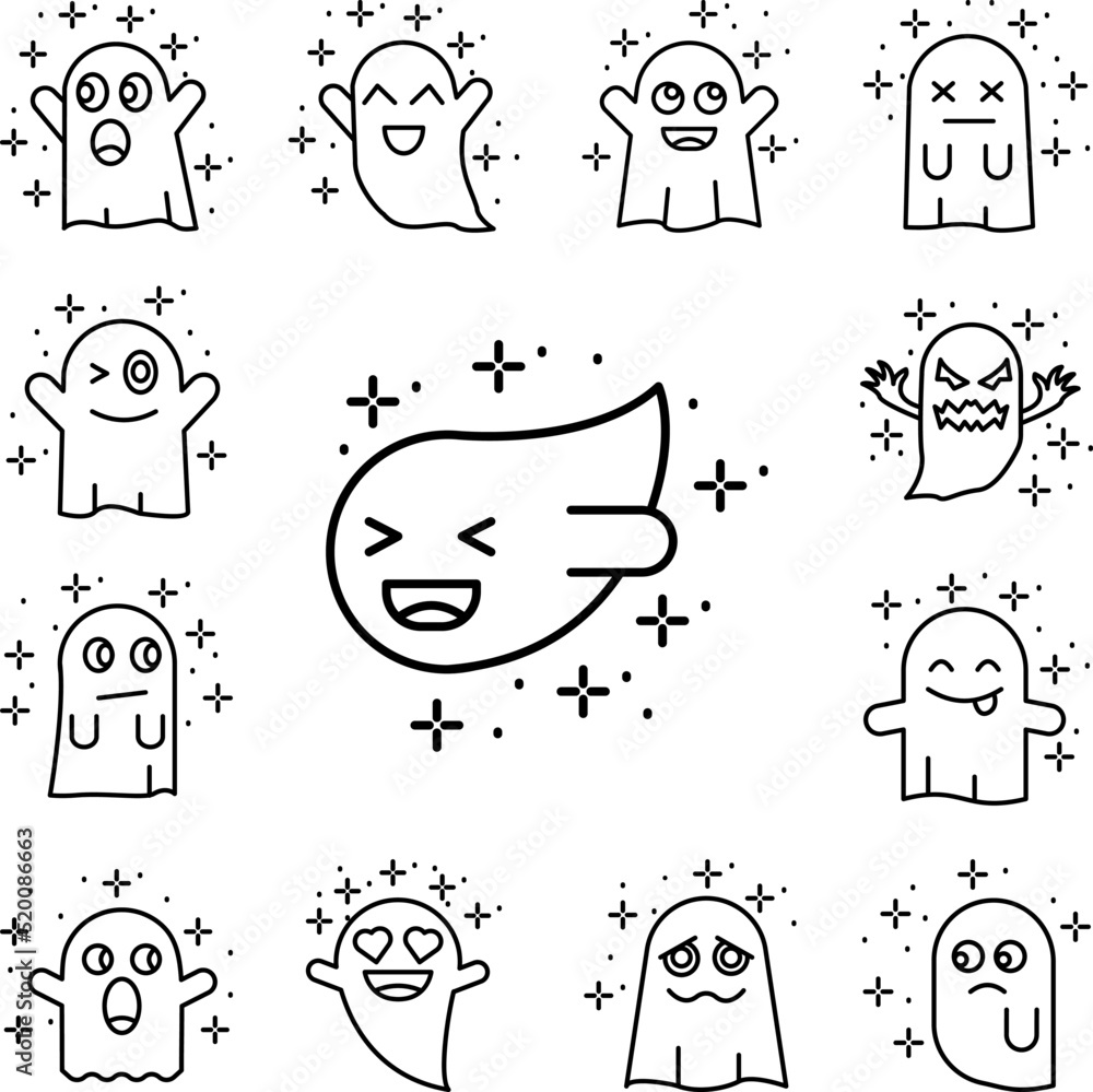 Poster ghost playful icon in a collection with other items