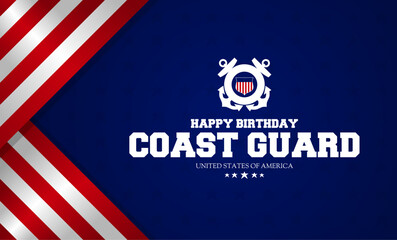Happy birthday United States Coast Guard theme vector illustration. Suitable for Poster, Banners, background and greeting card. 