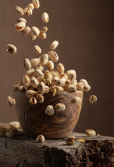 Flying salted pistachios.