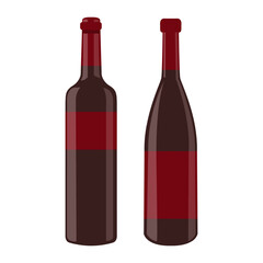 Wine bottles set. Vector illustration with alcohol drinks concept. Isolated on white background