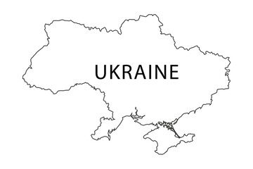 Silhouette of Ukraine country map. Highly detailed editable map of Ukraine territory borders with Crimea. Political or geographical design element vector illustration on white background