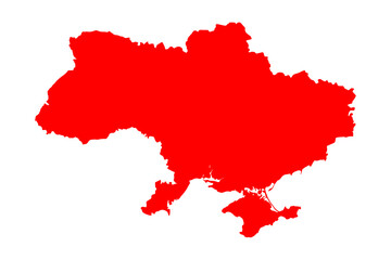 Silhouette of Ukraine country map. Highly detailed editable map of Ukraine territory borders with Crimea. Political or geographical design element vector illustration on white background