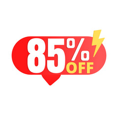 85% flash offer, super red discount icon, Vector illustration, Eighty five 