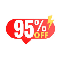 95% flash offer, super red discount icon, Vector illustration, Ninety five 