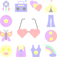Heart, glasses icon in a collection with other items