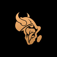 Africa map and Viking Logo Design icon. isolated on black background. Vector illustration. Logo designs template	