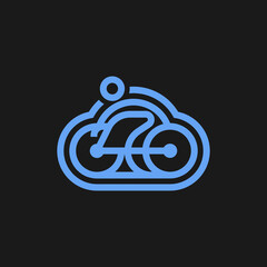 Bicycle cloud shape concept vector logo design. Bike Shop Corporate branding identity. Bicycle logo template.