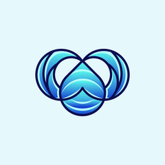 Wave and water drop combination logo concept