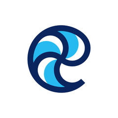 Minimalist logo letter e wave style for business industry and technology. Logo Initial E