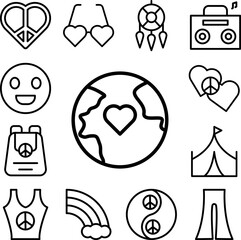 Heart, earth icon in a collection with other items