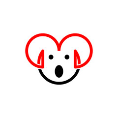 Love or koala logo and icon concept. Logo in vector. Linear style. logo design template. vector logo. Love icons.