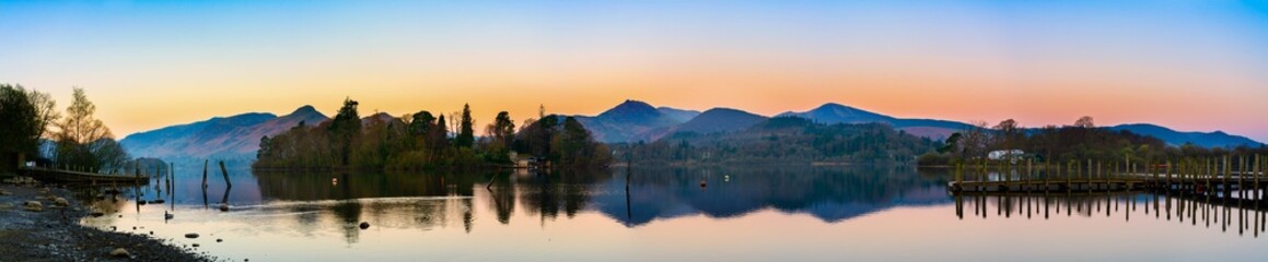 Derwentwater lake at sunset in Lake District. England