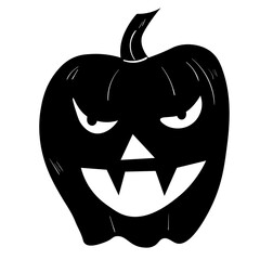 Black doodle pumpkin. Halloween vector icon on white background.