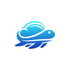 Turtle Cloud Vector Logo Design Design Vector Icon Graphic Emblem Illustration
