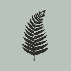 Vector silhouette sheet fern on green background fern vector sketch