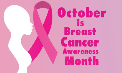 October Is Breast Cancer Awareness Month Poster Pink Ribbon. Vector Illustration.