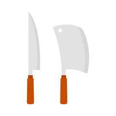 kitchen knives isolated on white, barbecue tools