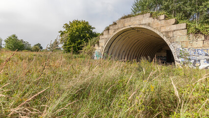 Nice view of the post-Soviet hangars at the Podczel airport.