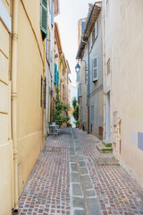 Daytime view of a narrow street