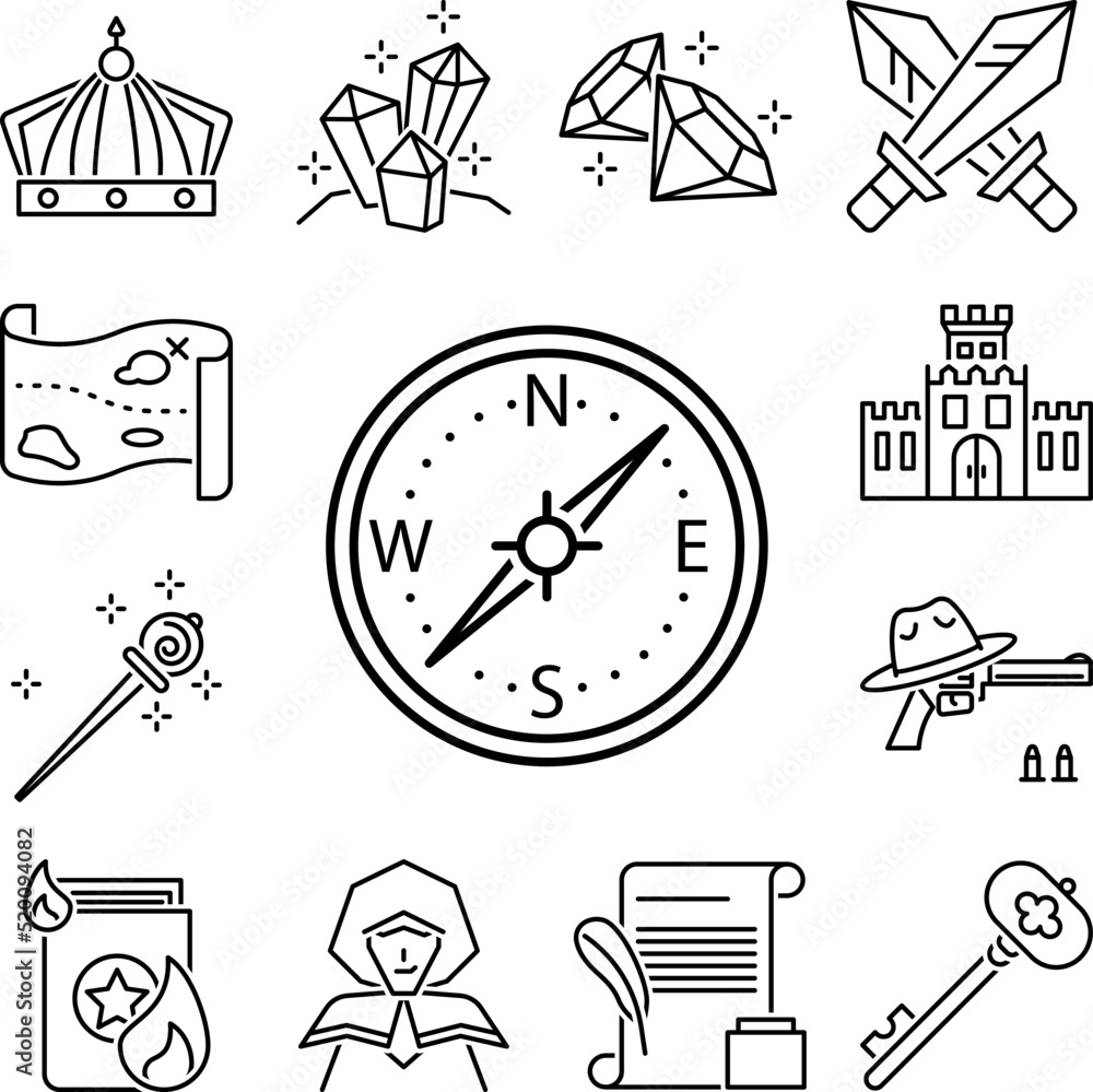 Poster compass icon in a collection with other items