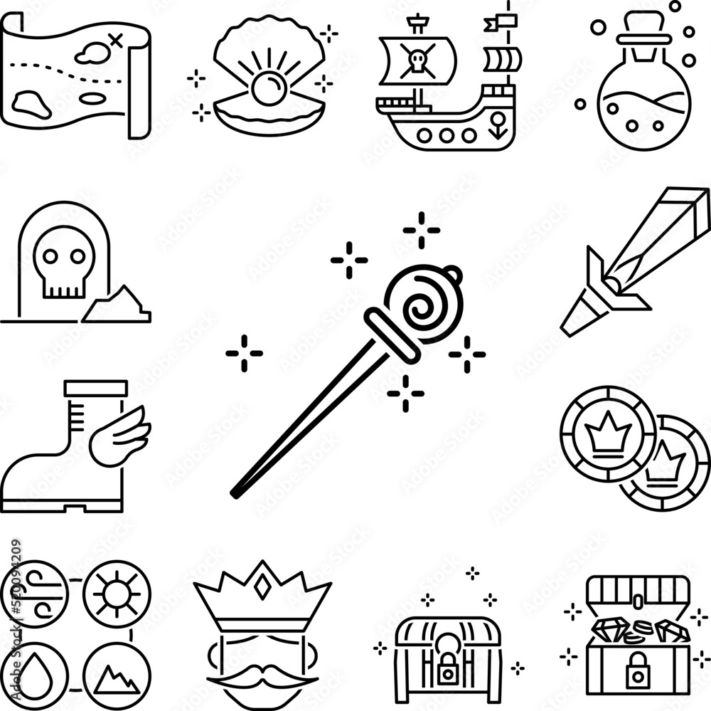 Poster magic wand icon in a collection with other items