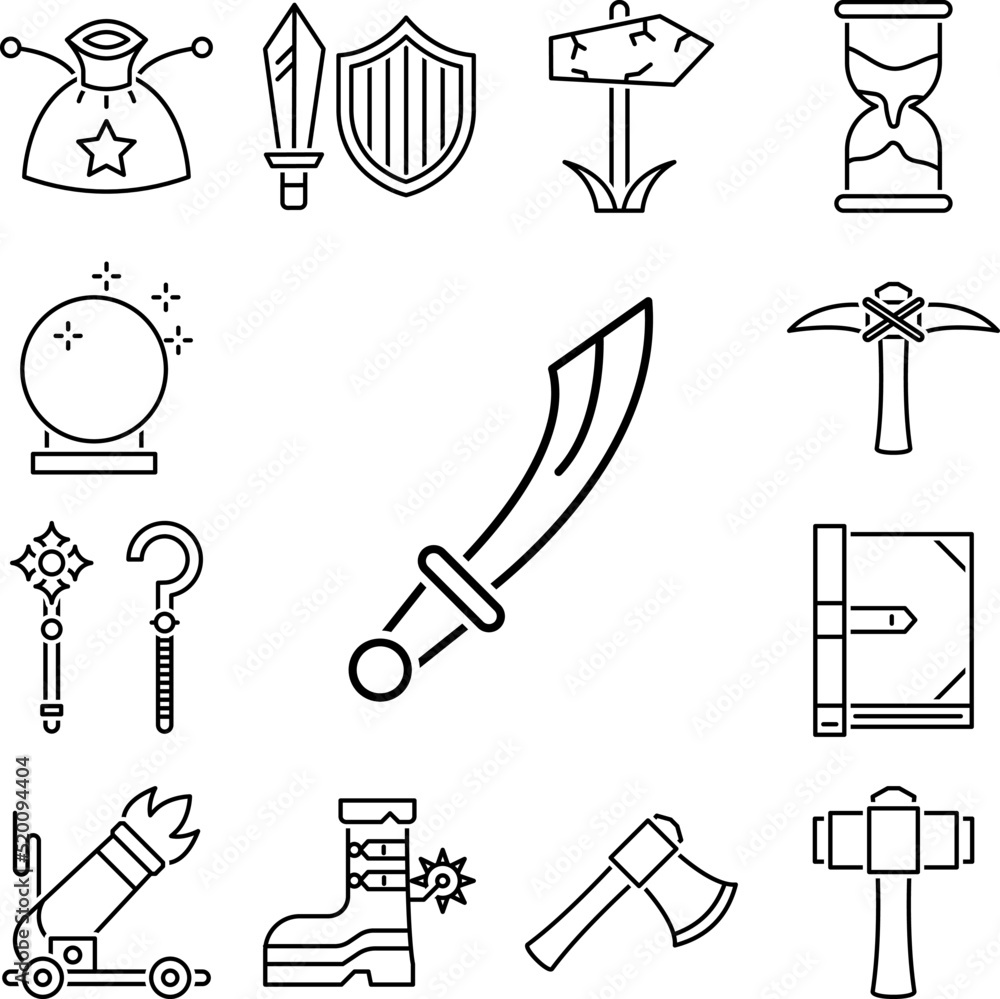 Poster sword icon in a collection with other items