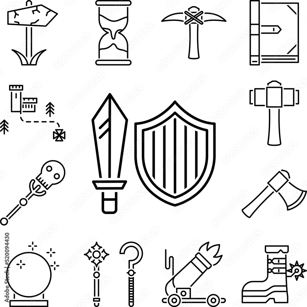 Poster shield icon in a collection with other items