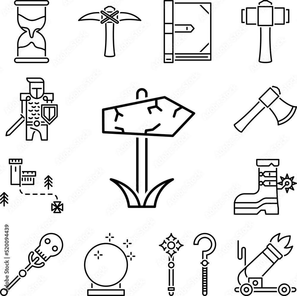 Poster signpost icon in a collection with other items